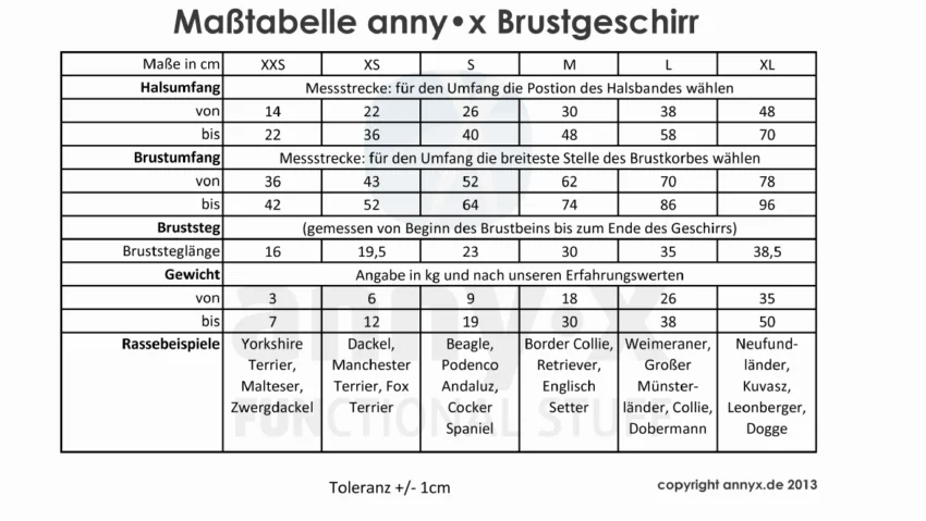 elbhunde dresden annyx brustgeschirr masstabelle