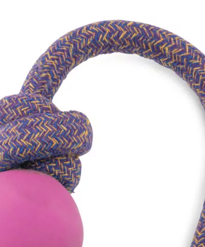 Elbhunde Dresden Beco Pets Hundespielzeug Ball mit Seil Pink Detail