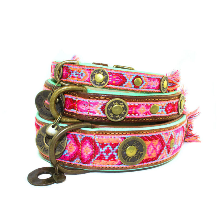 elbhunde dresden dwam leder halsband boho rosa groessenuebersicht
