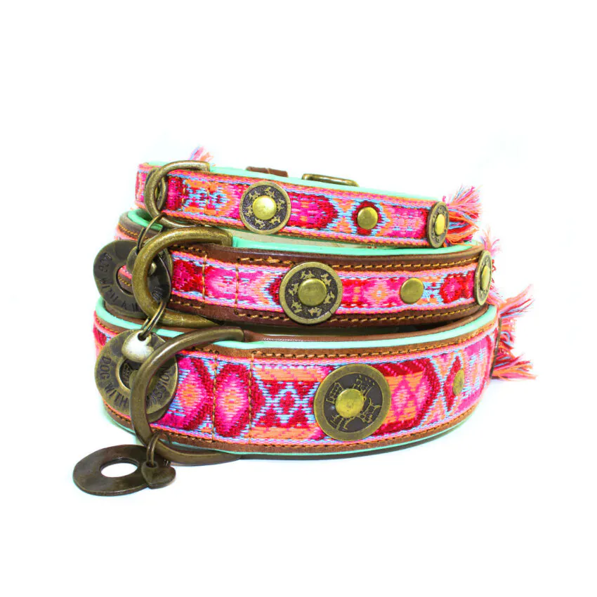 elbhunde dresden dwam leder halsband boho rosa groessenuebersicht