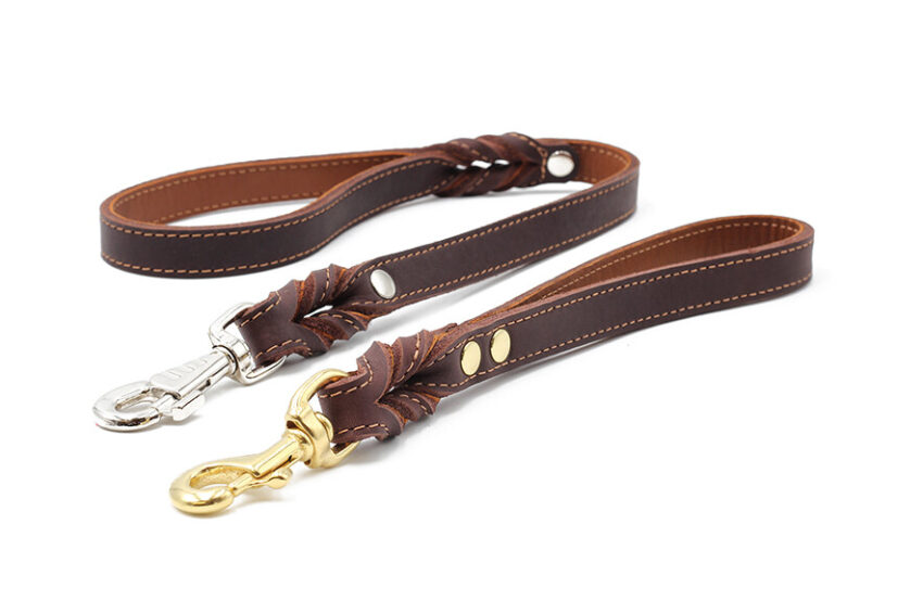 elbhunde dresden maul ledermanufaktur leder kurzfuehrer hellbraun dunkelbraun gold silber