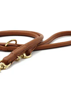 elbhunde maul ledermanufaktur lederleine rundgenaeht cognac gold