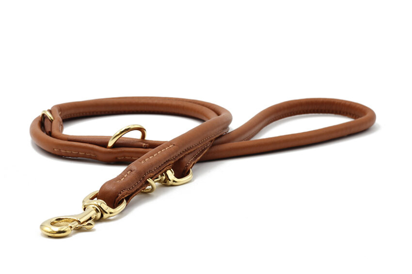 elbhunde maul ledermanufaktur lederleine rundgenaeht cognac gold