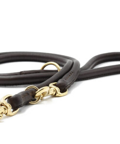 elbhunde maul ledermanufaktur lederleine rundgenaeht dunkelbraun gold