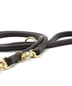 elbhunde maul ledermanufaktur lederleine rundgenaeht dunkelbraun gold