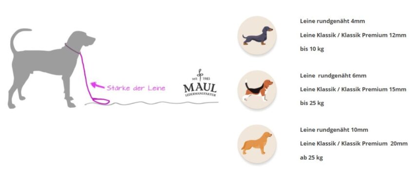 elbhunde maul ledermanufaktur lederleine rundgenaeht groessenuebersicht