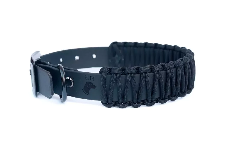 elbhunde biothane paracord halsband blackedition black