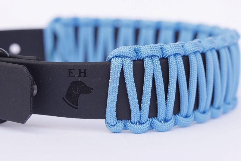 elbhunde biothane paracord halsband blackedition blau detail
