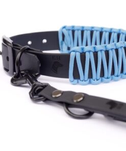 elbhunde biothane paracord halsband blackedition blau leine