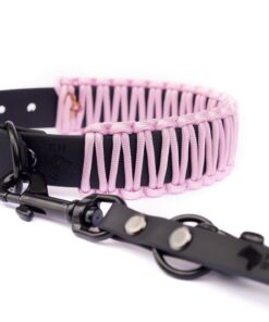 elbhunde biothane paracord halsband blackedition rosa leine