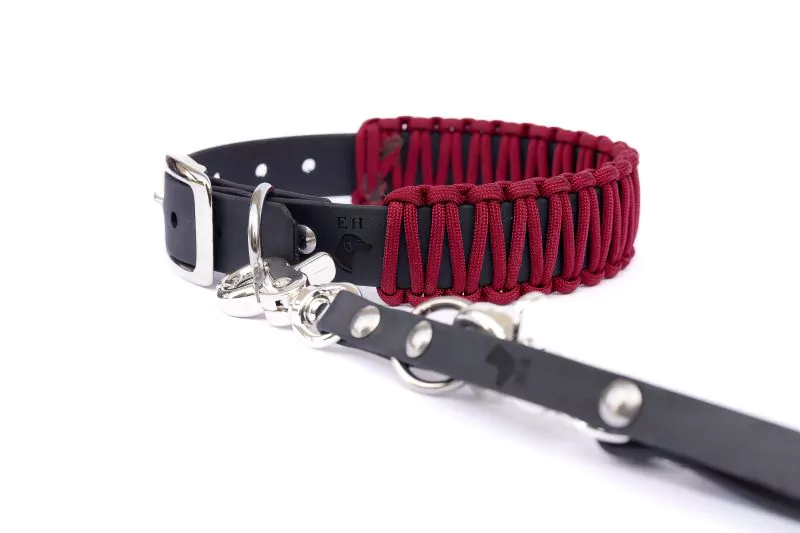 elbhunde biothane paracord halsband berry classic leine