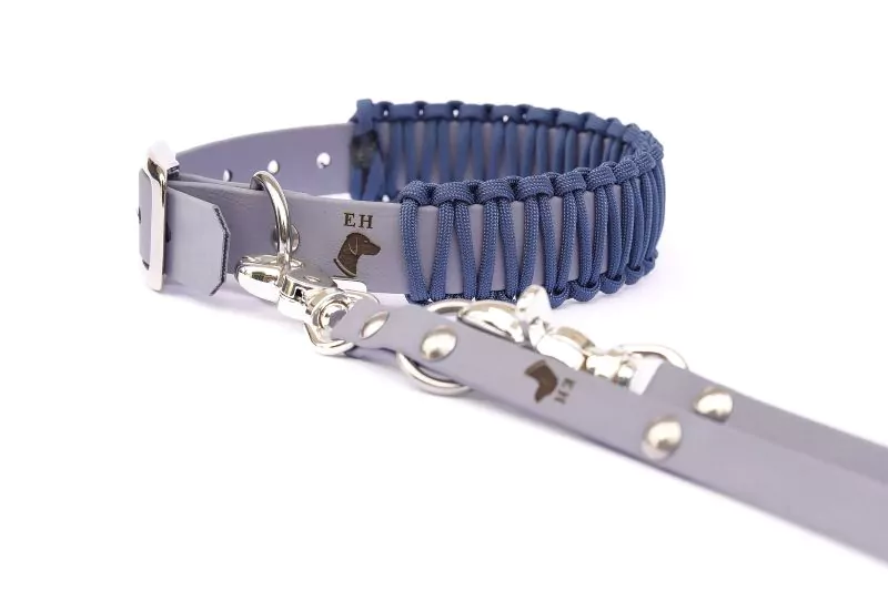 elbhunde biothane paracord halsband blue sea classic leine
