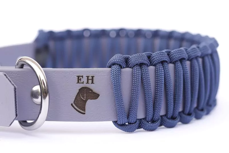 elbhunde biothane paracord halsband blue sea detail
