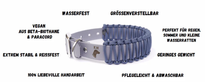 elbhunde biothane paracord halsband blue sea eigenschaften