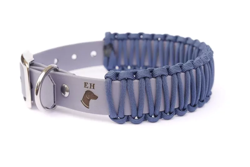 elbhunde biothane paracord halsband blue sea