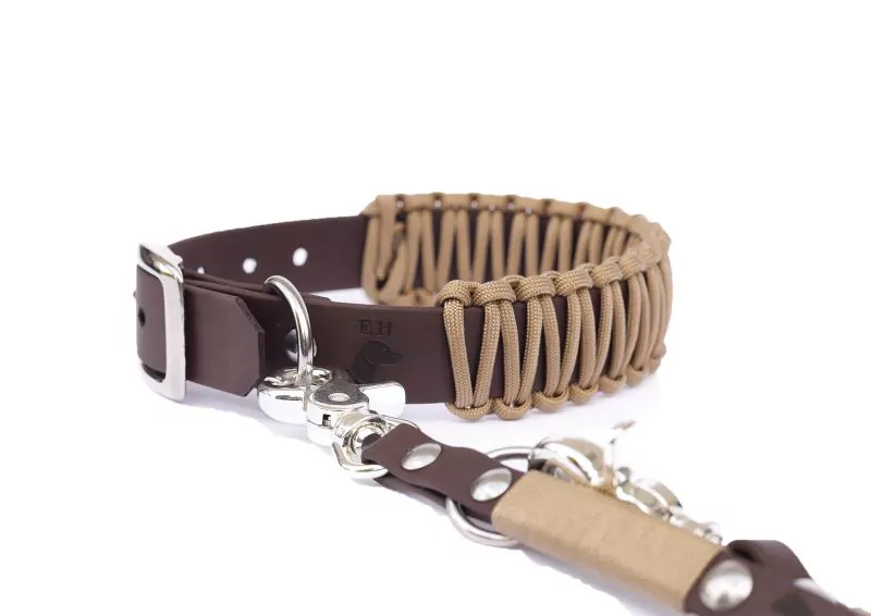 elbhunde biothane paracord halsband desert premium leine 1