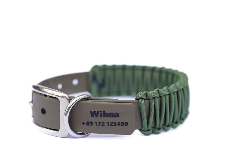 elbhunde biothane paracord halsband gravur