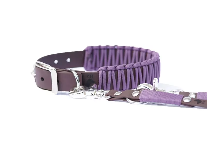 elbhunde biothane paracord halsband mauve premium leine