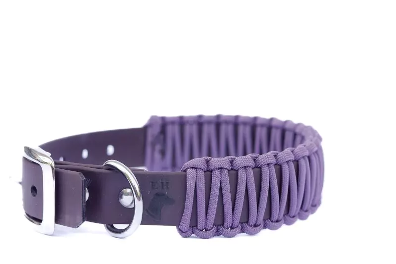 elbhunde biothane paracord halsband mauve