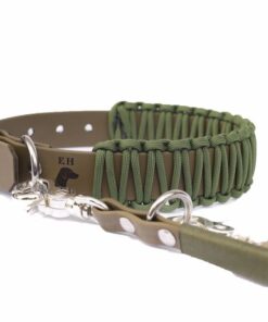 elbhunde biothane paracord halsband olive premium leine 1