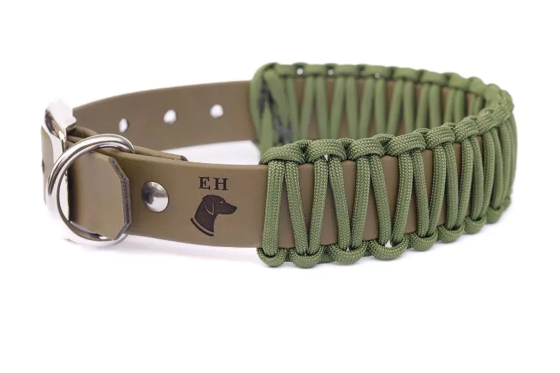elbhunde biothane paracord halsband olive