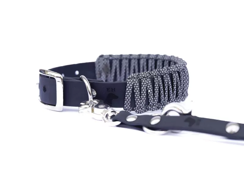 elbhunde biothane paracord halsband reflektierend leine