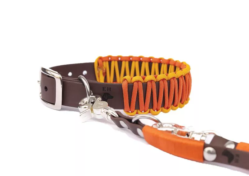 elbhunde biothane paracord halsband sunset premium leine 1