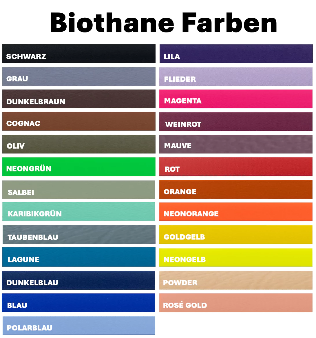 elbhunde biothane farbpalette