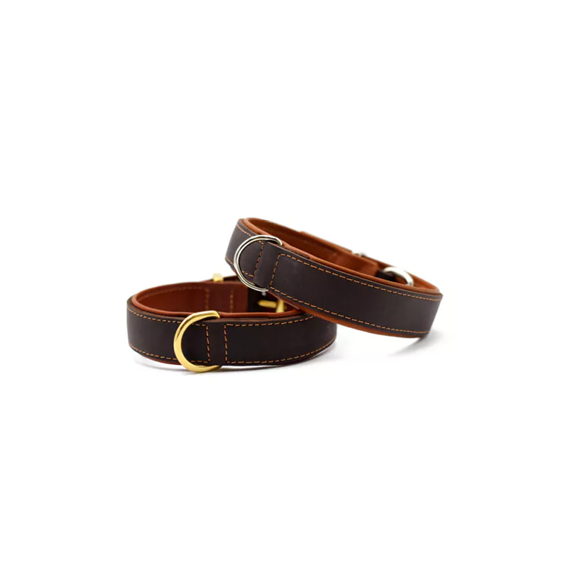 elbhunde maul ledermanufaktur halsband klassik premium braun cognac