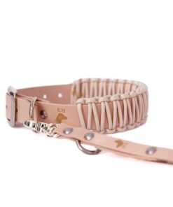 elbhunde biothane paracord halsband creamy classic leine