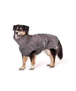 elbhunde lills bademantel stone grey hund stehend