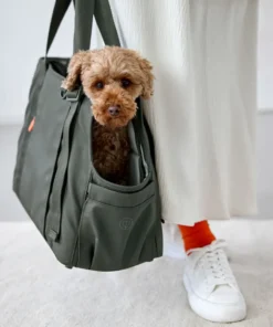 elbhunde dresden hundetragetasche weda dark olive tragebild