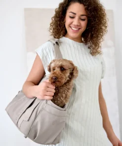 elbhunde dresden hundetragetasche weda taupe tragebild