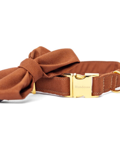 elbhunde hundessa stoff fliege mit halsband klickverschluss gold rost