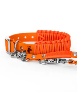 elbhunde biothane paracord halsband mit leine kiss me neonorange