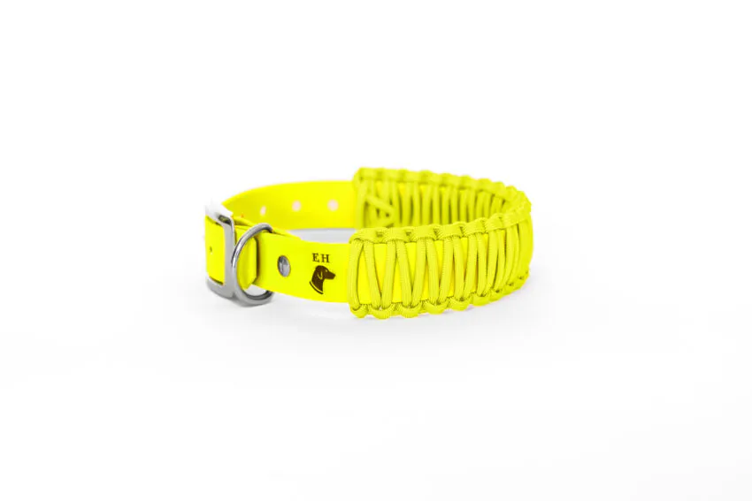 elbhunde biothane paracord halsband ohne leine kiss me neongelb