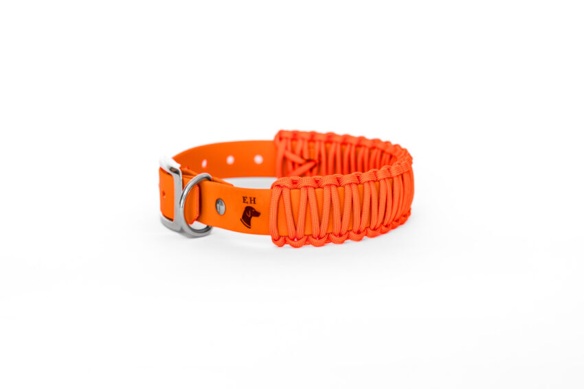 elbhunde biothane paracord halsband ohne leine kiss me neonorange