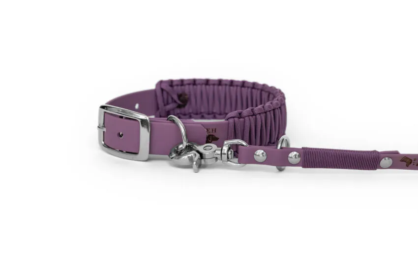 elbhunde biothane paracord halsband set inkl leine marvelous mauve