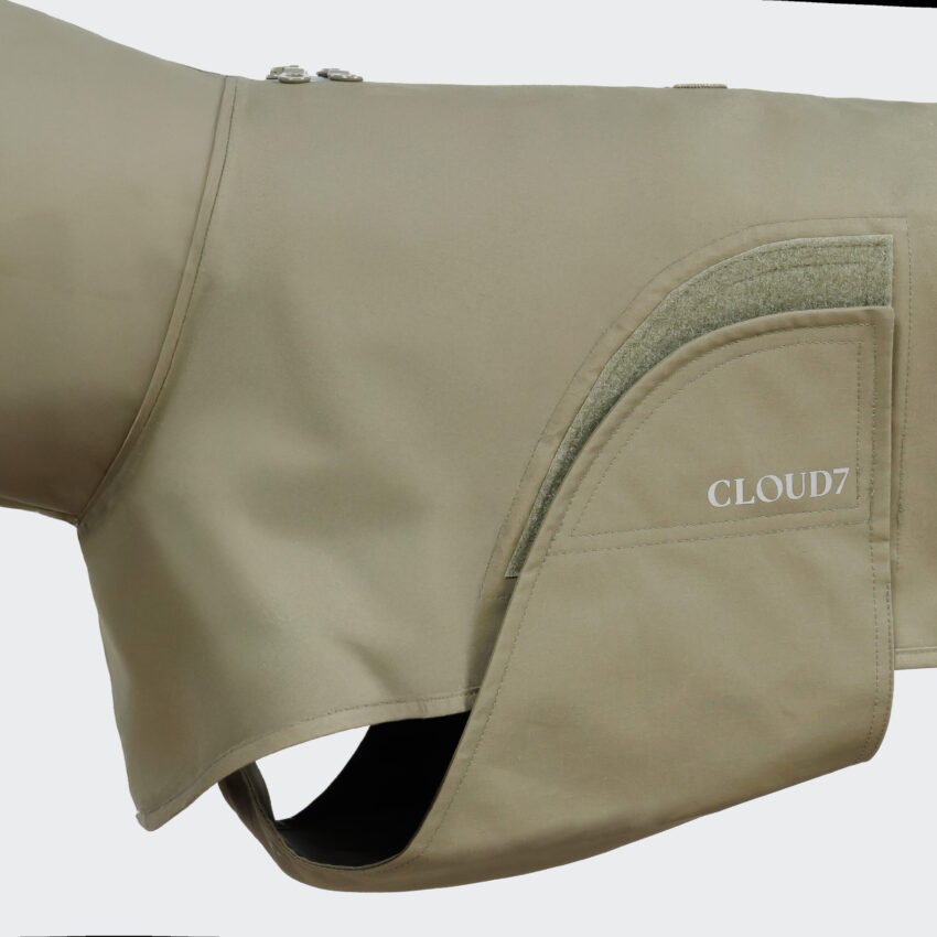 elbhunde cloud7 hunderegenmantel helgoland olive klettverschluss