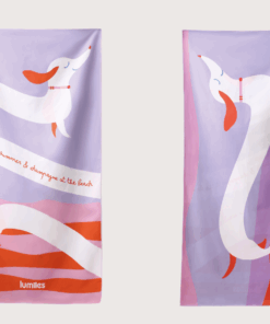 elbhunde lumiies handtuch the beach towel dackel lilac sunset