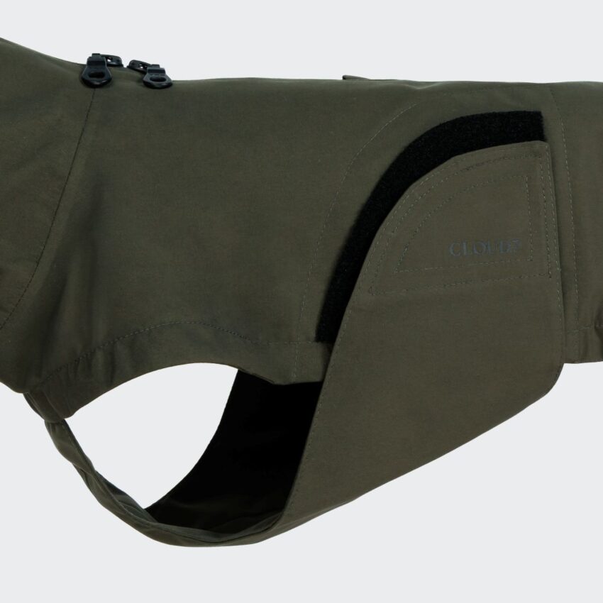 elbhunde cloud7 hunderegenmantel dublin 2.0 dackel dark olive klettverschluss