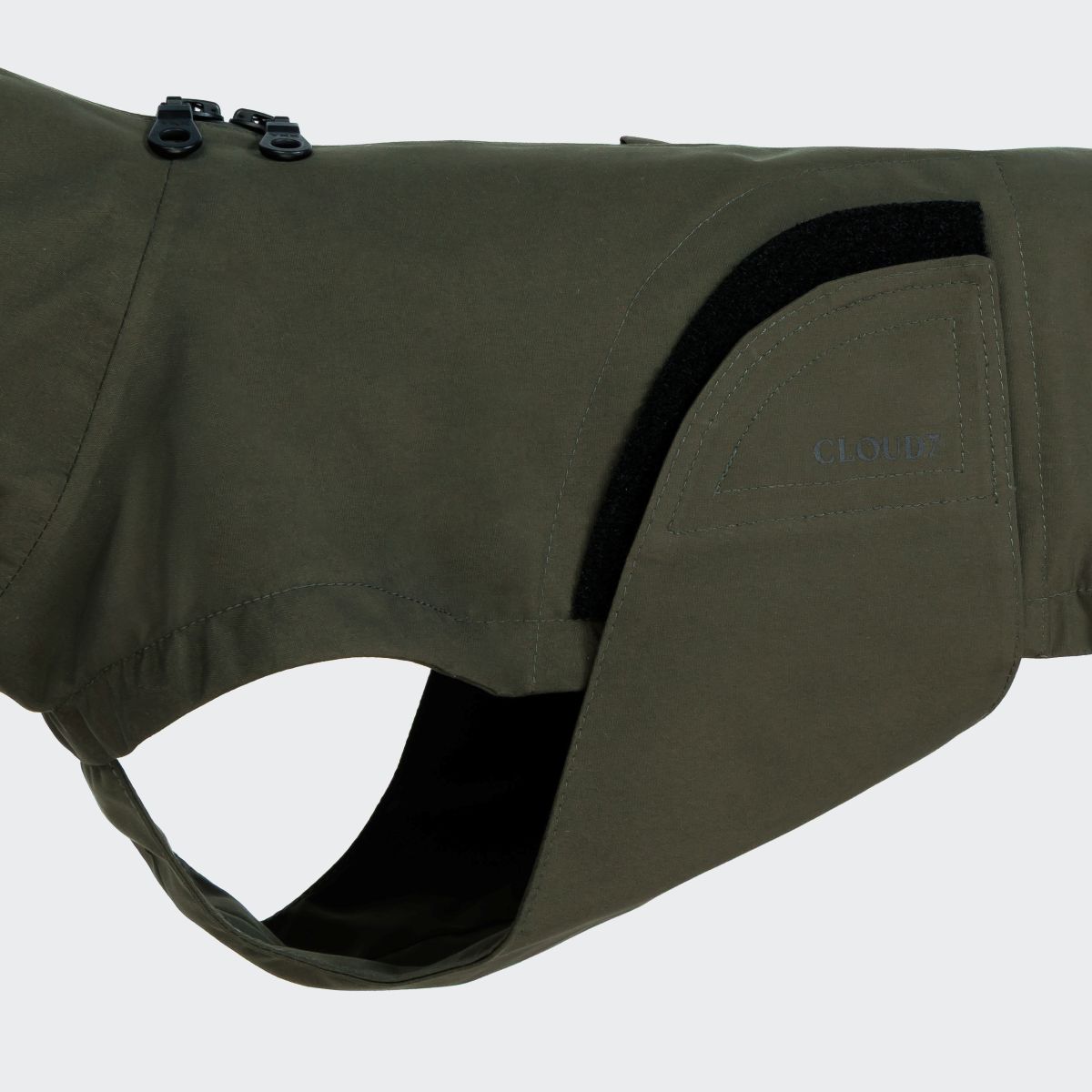elbhunde cloud7 hunderegenmantel dublin 2.0 dackel dark olive klettverschluss