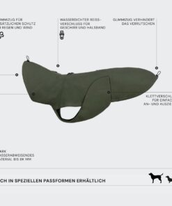 elbhunde cloud7 hunderegenmantel dublin 2.0 dackel dark olive uebersicht