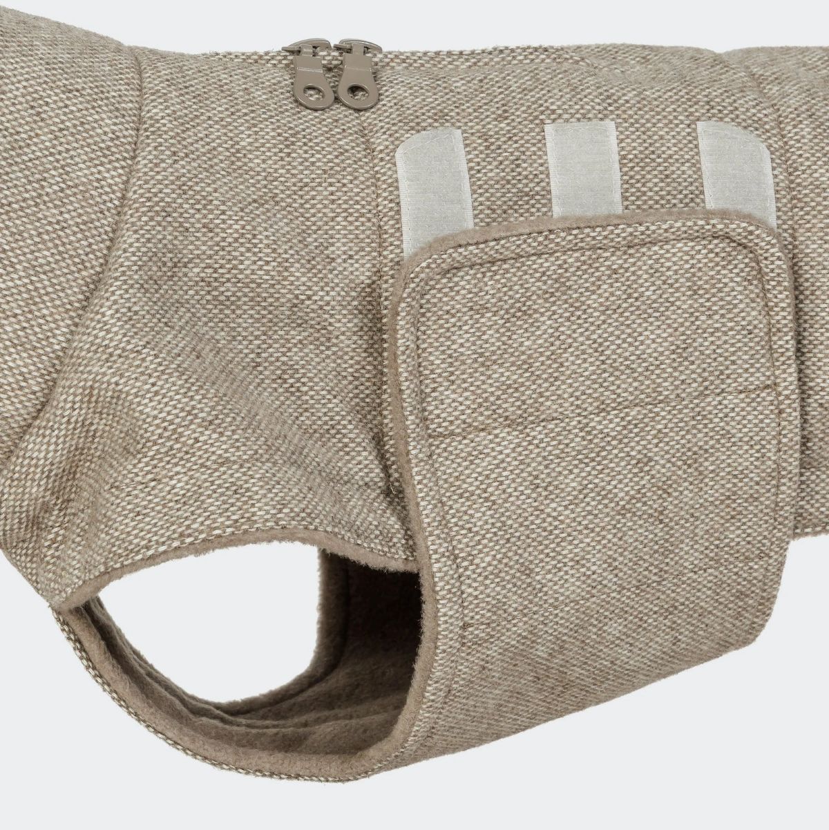 elbhunde cloud7 hundemantel brooklyn tweed beige dackel klettverschluss
