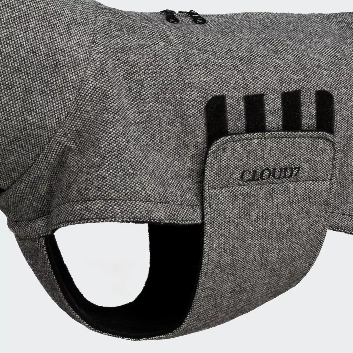 elbhunde cloud7 hundemantel brroklyn tweed black long klettverschluss
