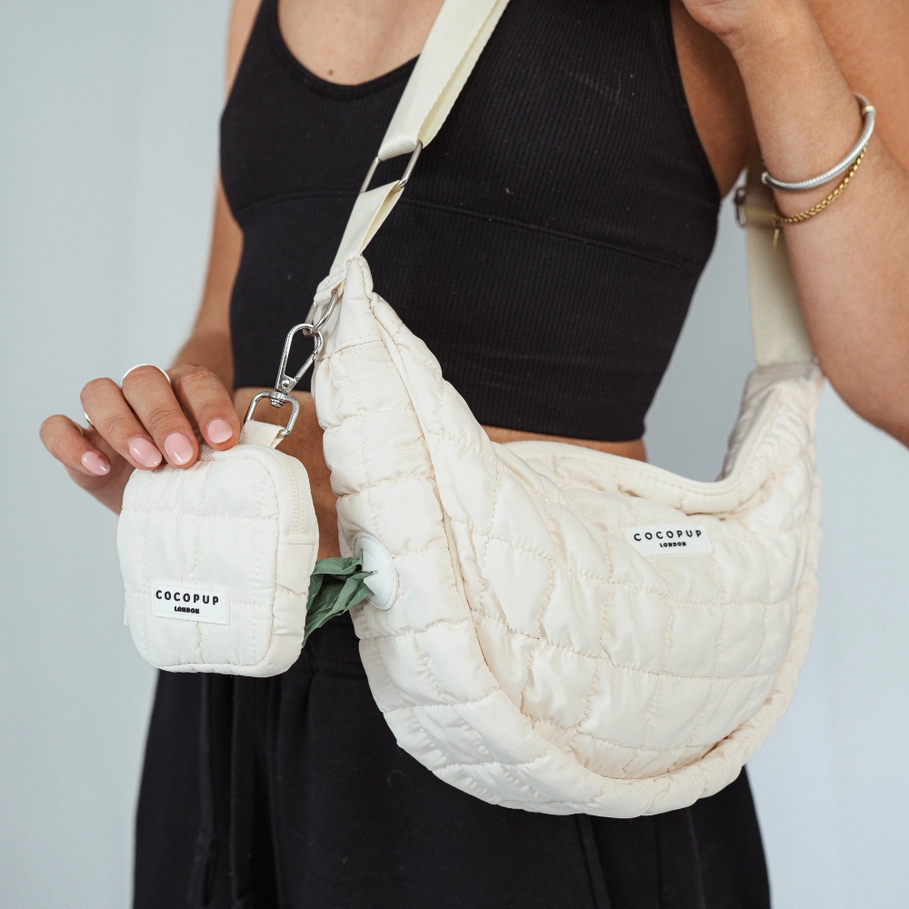 elbhunde cocopup crossbody crescent dog walking bag wolke leckerlibeutel