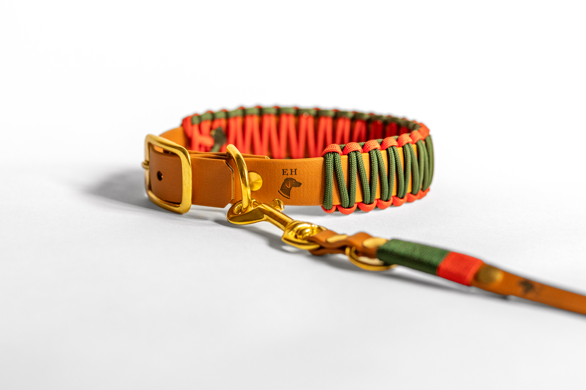 elbhunde biothane paracord halband leine crimson pine