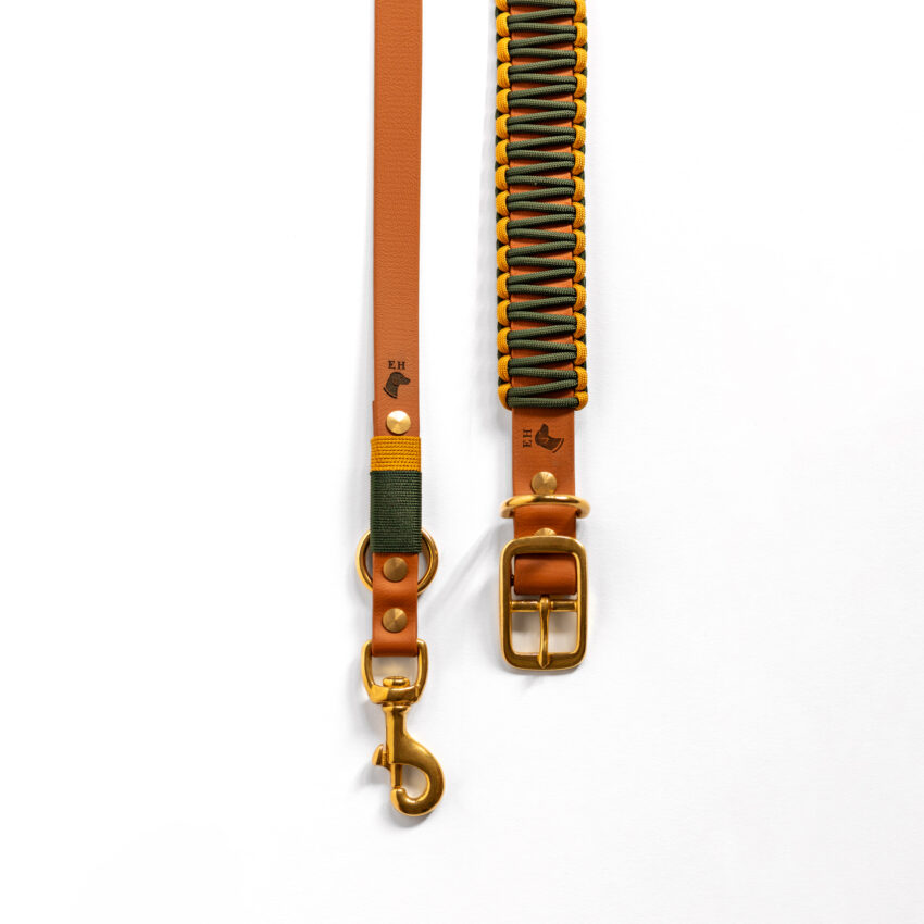 elbhunde biothane paracord halband leine honey grove set