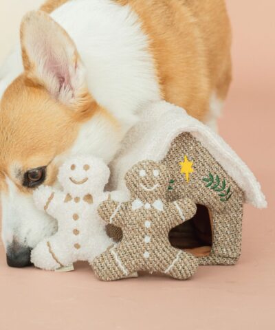 elbhunde lambwolf beschaeftigungsspielzeug fuer weihnachten mit quietschie lebkuchenhaus corgi