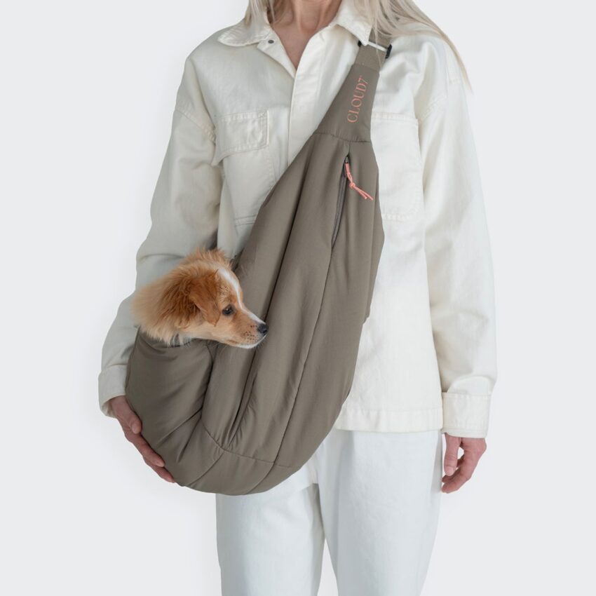 elbhunde cloud7 hundeumhaengetasche LTTL puffer khaki peach hund